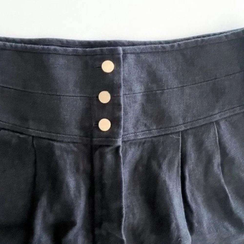 TORY BURCH LINEN BLACK SCHAFER PENCIL SKIRT 2
